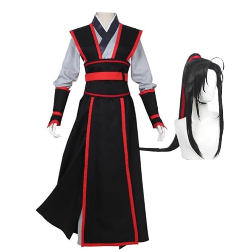 Mo Dao Zu Shi Cosplay Kostüm Wei Wuxian Lan Wangji Xue Yang Cosplay Anime Cosplay Ancient Hanfu Outfits Set für Halloween Karneval Party (B+perücke, L) von Hamender