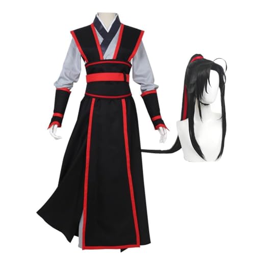 Mo Dao Zu Shi Cosplay Kostüm Wei Wuxian Lan Wangji Xue Yang Cosplay Anime Cosplay Ancient Hanfu Outfits Set für Halloween Karneval Party (B+perücke, XL) von Hamender