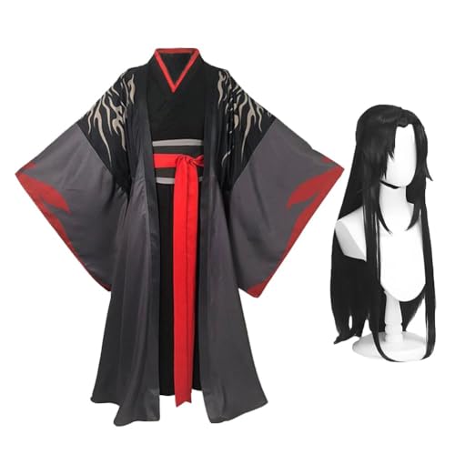 Mo Dao Zu Shi Cosplay Kostüm Wei Wuxian Lan Wangji Xue Yang Cosplay Anime Cosplay Ancient Hanfu Outfits Set für Halloween Karneval Party (D+perücke, L) von Hamender