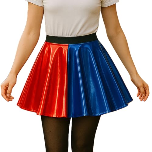 Hamishkane Rote und blaue Halloween-Kostüme für Damen und Kinder, Cosplay-Kostüme, glänzende Wet-Look-Leggings, Höschen, Hotpants, Skaterrock, Jacken, Daddys Little Monster T-Shirt von Hamishkane