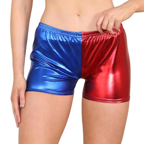 Hamishkane Rote und blaue Halloween-Kostüme für Damen und Kinder, Cosplay-Kostüme, glänzende Wet-Look-Leggings, Höschen, Hotpants, Skaterrock, Jacken, Daddys Little Monster T-Shirt von Hamishkane