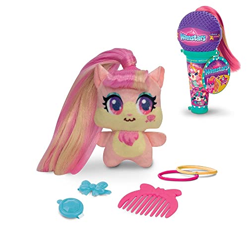 Hamstars Micro Popstar, Plüsch-Sammelfigur, mit 5 versteckten Spielzeug-Hairstyling-Accessoires. 4 Verschiedene Figuren verfügbar (jeweils separat erhältlich) von Hamstars