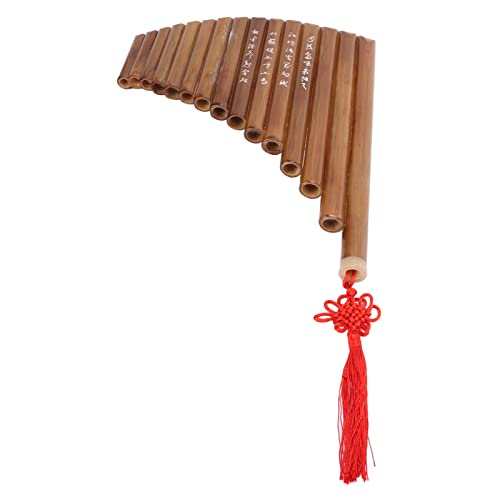 Hamwesh Bambuspfanne Flöte 15 Pfeifen, G Ton Traditionelles Chinesisches Musikinstrument mit Reinigungsstab und Stoff für Anfänger Holzblasen -Enthusiasten von Hamwesh