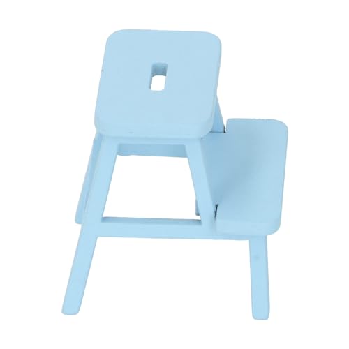 Hamwesh Doll House Stiefhocker, Holz 1:12 Miniaturschritthocker mit 4 Bein 2 Stufen für Puppenhaus Dekor Miniaturmöbel (Blue) von Hamwesh