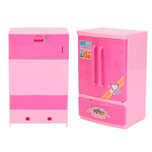Hamwesh Dollhouse -Kühlschrank, Batterie -Power Kühlschrankspielzeug mit Mehreren Regalen und Schubladen für Jungen und Mädchen von Hamwesh