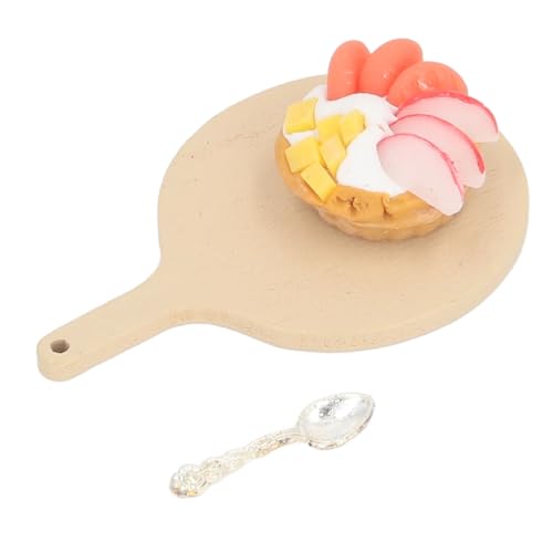 Hamwesh Dollhouse Miniatur Obstkuchen, 2pcs 1:12 Skala Dollhouse Miniatur -Küchenzubehör Set, Winzige Lebensmitteldesserts mit Löffel für Miniaturen (Typ 1) von Hamwesh