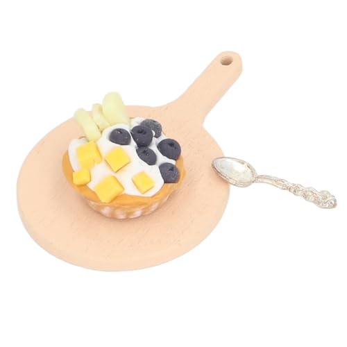 Hamwesh Dollhouse Miniatur Obstkuchen, 2pcs 1:12 Skala Dollhouse Miniatur -Küchenzubehör Set, Winzige Lebensmitteldesserts mit Löffel für Miniaturen (Typ 3) von Hamwesh
