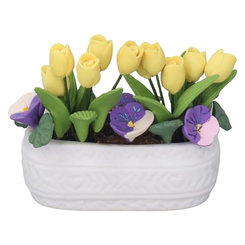Hamwesh Dollhouse Miniaturblume, Realistische Gelbe Tulpen -Topfpflanze mit Keramikpflanzer für 1:12 Feengarten und Mikrolandschaftsdekoration Hamwesh Dollhouse Miniaturblume, Realistische Gelbe Tulpen -Topfpflanze mit Keramikpflanzer für 1:12 Feengarten und Mikrolandschaftsdekoration von Hamwesh