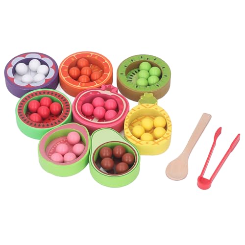 Hamwesh Holzfarbsortierspielzeug, Regenbogenfarbbälle mit Obstsortierbechern für Kleinkinder Montessori Lernen und Zählen von Bildungsspielzeugen von Hamwesh