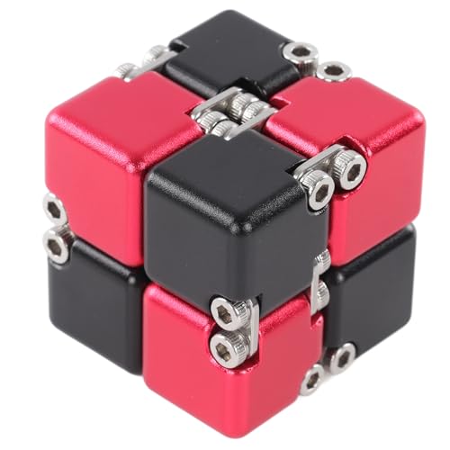 Hamwesh Infinity Cube, Flexible Flip -Legierungs -Oberflächen Sandstrahlung Resistantes Haltbares Spielzeug mit Stressabbau für Angstlinderung und Zappelblöcke für Erwachsene (rot und Schwarz) von Hamwesh
