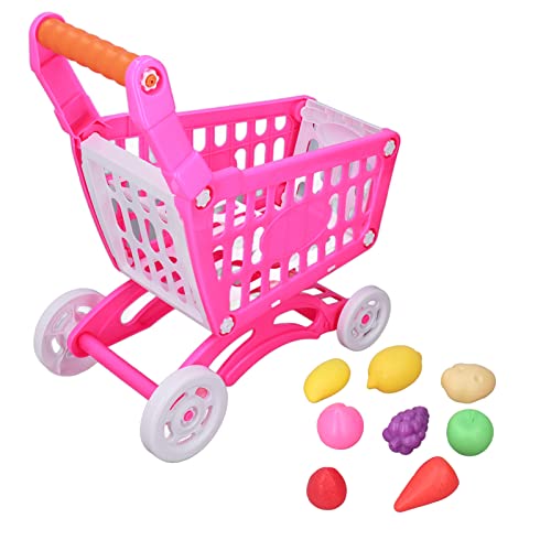 Hamwesh Kindereinkaufswagen, Spielzeugwagen mit Vorgetäuschten Lebensmittelzubehör, Pädagogische Entwicklung Spielset für 1 2 3 Jahre Alt (Rosa Farbe) von Hamwesh