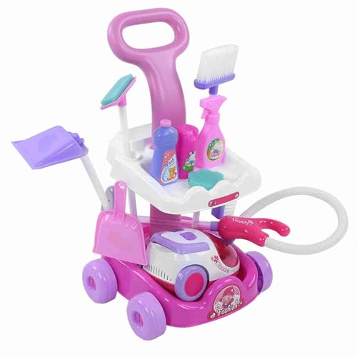 Hamwesh Kinderreinigungsset für Kleinkinder, 16 PCs Tun vor, DASS das Spielreinigungsset mit Cart Broom -Pinsel und Vakuum für über 3 Jahre Alte Ist (PINK) von Hamwesh
