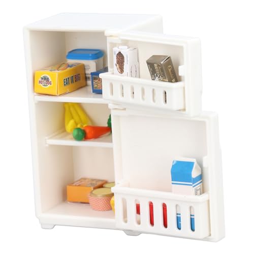 Hamwesh Mini Dollhouse Kühlschrank, 1:18 Skala Miniatur -Kühlschrank mit 15 Lebensmittelzubehör für Doll House Play Küchenmöbel Spielzeugset Hamwesh Mini Dollhouse Kühlschrank, 1:18 Skala Miniatur -Kühlschrank mit 15 Lebensmittelzubehör für Doll House Play Küchenmöbel Spielzeugset von Hamwesh