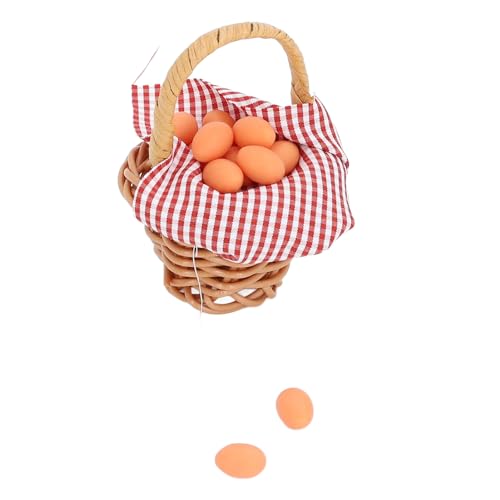 Hamwesh Miniatureier, Puppenhauskorb mit Eiern für Puppenhausdekoration, Rotes Plaid Design für DIY -Handwerkslandschaftsschmuckstücke (Ei) von Hamwesh