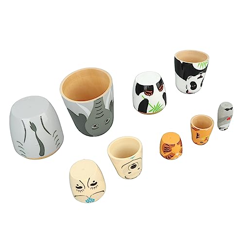 Hamwesh Russische Nistpuppen, Handgefertigte Handwerkskunst Glättere Polierte Kanten mit 5pcs Holzstapelpuppen für Home Dekoration Geschenke von Hamwesh