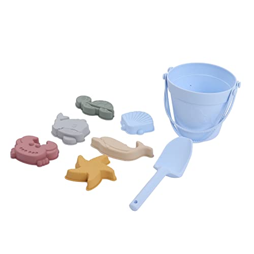 Hamwesh Strandspielzeug, Zusammenklappbares Weiches Silikon -Strandspielzeug für mit Eimerschaufel Tiermodels Schnur für Kleinkindjungen Mädchen (Blue) von Hamwesh