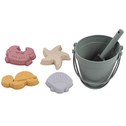 Hamwesh Strandspielzeug, Zusammenklappbares Weiches Silikon -Strandspielzeug für mit Eimerschaufel Tiermodels Schnur für Kleinkindjungen Mädchen (Olivgrün) von Hamwesh