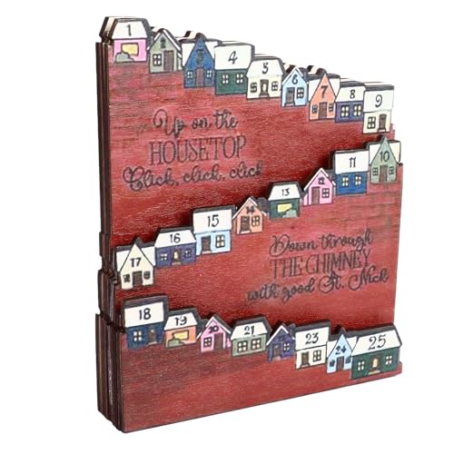 Hamwesh Weihnachts -Countdown -Kalender, Rustikaler Hölzerner Adventskalender mit 25 Häusern für Weihnachtsdekorationen Geschenke von Hamwesh