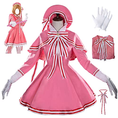 Han shan Card Captor Cosplay Kostüm Cosplay Kleid Outfit Rosa Kleid Kampfanzug mit Hut Halloween (Rosa, 2XL) von Han shan