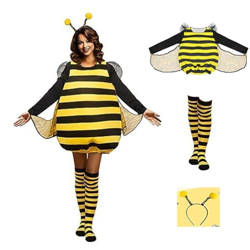 HanQZen Bienen-Kostüm, Hummel-Kostüm für Karneval und Halloween-Partys mit das Kostüm Flügeln,Antennen,und Socken für Tier-Rollenspiele HanQZen Bienen-Kostüm, Hummel-Kostüm für Karneval und Halloween-Partys mit das Kostüm Flügeln,Antennen,und Socken für Tier-Rollenspiele von HanQZen