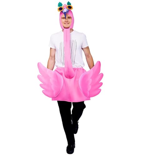 HanQZen Flamingo Kostüm Lustiges Kostüm für Erwachsene Unisex | Rosa Federnanzug mit Langen Beinen für Karneval, Halloween & Partys | Kopfbedeckung inklusive HanQZen Flamingo Kostüm Lustiges Kostüm für Erwachsene Unisex | Rosa Federnanzug mit Langen Beinen für Karneval, Halloween & Partys | Kopfbedeckung inklusive von HanQZen