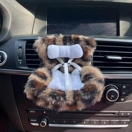 Autositz für Labubu Puppen mit Lüftungsschlitzclip und Desktop-Ständer, süßes funktionales Autoornament für Labubu-Fans und Puppensammler, Auto-Dekorationsanzeige Zubehör (Brown) von HanTang
