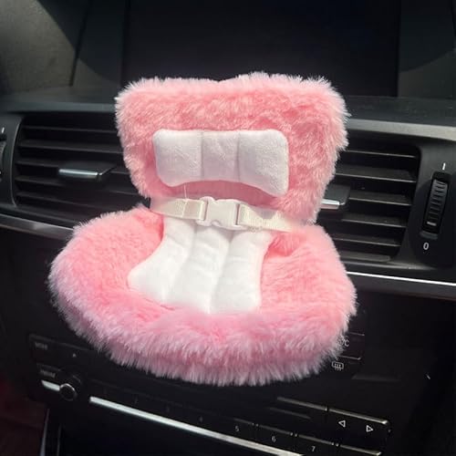 Autositz für Labubu Puppen mit Lüftungsschlitzclip und Desktop-Ständer, süßes funktionales Autoornament für Labubu-Fans und Puppensammler, Auto-Dekorationsanzeige Zubehör (Pink) von HanTang