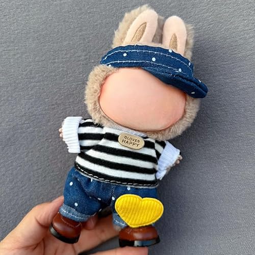 Kleidung kompatibel mit Labubu 17 cm Outfit-Set der 1., 2. und 3. Generation mit hängenden Accessoires, Trendige niedliche Mode (LBB-22) von HanTang