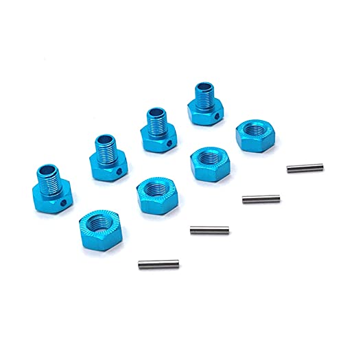 Hanabitx Sechskant-Kupplungsmutter aus Metall, 17 mm, für JLB Racing Cheetah 11101 21101 J3 Speed 1/10 RC Auto-Upgrade-Teile, Blau, 4 Stück von Hanabitx