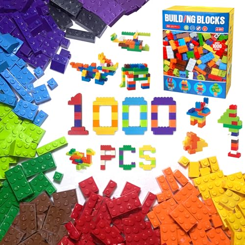 Hanari Classic Bricks 1000 Stacked, 1.2 kg Sandwich-Bausteine, Kompatibel mit Allen gängigen Bausteinmarken, Geeignet für Kinder ab 6 Jahren, Bausteinspielzeug von Hanari