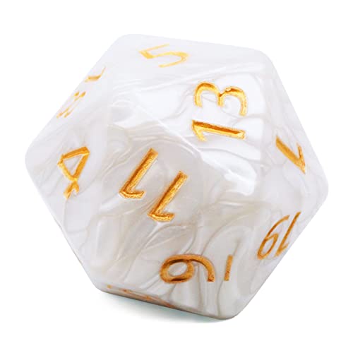 20-seitige DND-Würfel, D20 riesige polyedrische Würfel, 55 mm, Titan, große D20-Würfel, 20-seitiges Würfel-Set für Dungeons and Dragons, RPG, MTG-Tischspiele (weiße Perle) von Handan