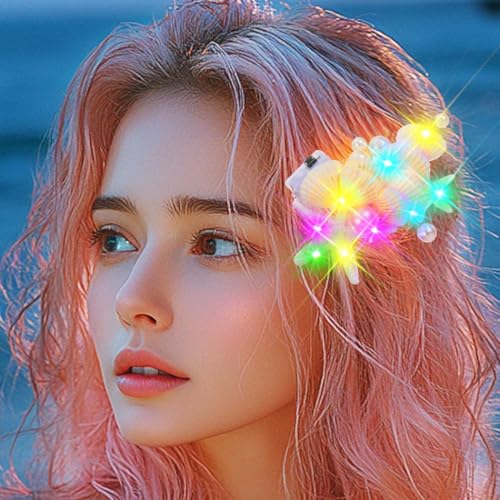 Handcess Leuchtende Muschel-Haarspange, LED, weißer Seestern, Kopfschmuck, leuchtende Meerjungfrauen-Haarteil, Perle, Braut-Haarschmuck für Frauen Handcess Leuchtende Muschel-Haarspange, LED, weißer Seestern, Kopfschmuck, leuchtende Meerjungfrauen-Haarteil, Perle, Braut-Haarschmuck für Frauen von Handcess