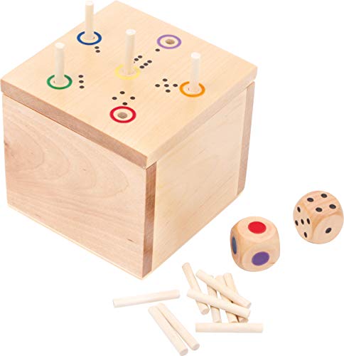 small foot Würfelspiel 6 raus in der Box, aus Holz, schnell erlerntes Würfelspiel mit zwei Würfeln, ab 5 Jahren, 6558 von Small Foot