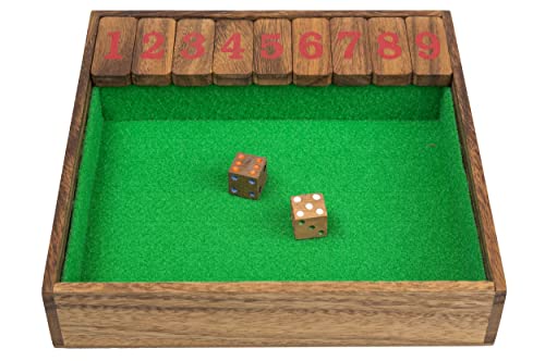 Handelsturm Klappspiel Shut The Box Klappenspiel 23 x 23 x 5cm Würfelspiel aus Holz Gesellschaftsspiel Jackpot von Handelsturm