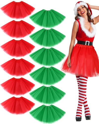 Handepo Tutu-Röcke für Damen, 3-lagig, kurzer Tüllrock, mehrfarbig, Röcke für Halloween, Weihnachten, Erntedankfest, Rot / Grün, One Size-8X-Large Handepo Tutu-Röcke für Damen, 3-lagig, kurzer Tüllrock, mehrfarbig, Röcke für Halloween, Weihnachten, Erntedankfest, Rot / Grün, One Size-8X-Large von Handepo