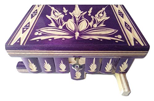 Neu Magie Rätsel Puzzle Geheimfach Schmuckkasten schön handwerk handarbeit Holz schatulle Zauber kästen (Tiefes Violett) von Azi
