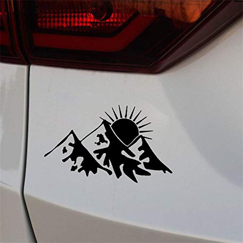 Sun Behind Mountains Hiking Fun Sticker Artistic Vinyl Decal 14.5CM x 8.5CM - Black von Handmade By Stukk