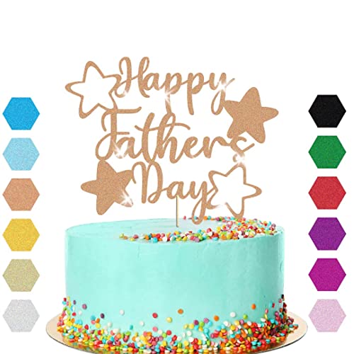 Tortenaufsatz "Happy Father's Day", Sterne, Party-Dekoration, Glitzer-Geschenk (Roségold) von Handmade By Stukk
