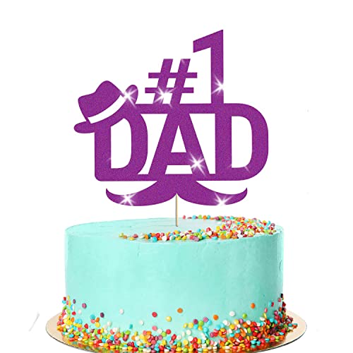 Tortenaufsatz mit der Aufschrift "Number 1 Dad", Vatertag "Best Papa Ever", Glitzer-Dekoration, Geschenk (lila) von Handmade By Stukk