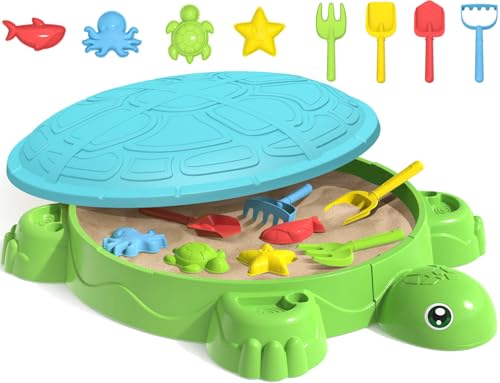 Schildkröten Sandkasten mit Deckel Kinder Sandboxen mit 8PCS Sandformen &Schaufeln Kinder Sandpit im Freien Sand Aktivität Sensorisches Spielset Sandspielzeug für Hinterhof Strand Sommergeschenk(Blau) Schildkröten Sandkasten mit Deckel Kinder Sandboxen mit 8PCS Sandformen &Schaufeln Kinder Sandpit im Freien Sand Aktivität Sensorisches Spielset Sandspielzeug für Hinterhof Strand Sommergeschenk(Blau) von Handwell
