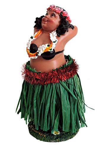 Hang Loose Wackel Hula Figur Mädchen Wackelfigur Wackeldackel Aloha Hawaii (11cm)-Bastrock Grün von Hang Loose