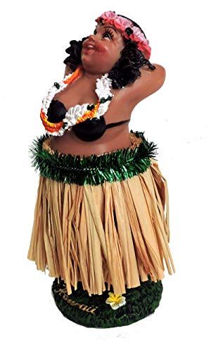 Hang Loose Wackel Hula Figur Mädchen Wackelfigur Wackeldackel Aloha Hawaii (11cm) Bastrock Natur von Hang Loose