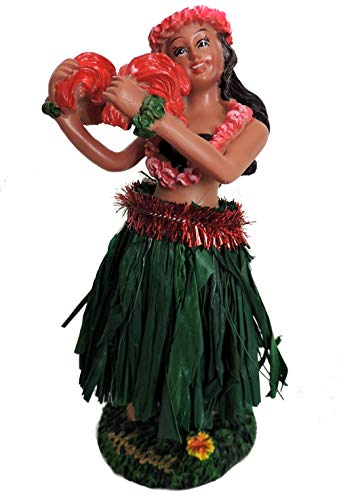 Hang Loose Wackel Hula Figur Tiki Mädchen Wackelfigur Wackeldackel Aloha Hawaii (11cm) Bastrock Grün von Hang Loose