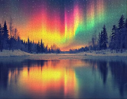 Puzzle 100 Teile Erwachsene Warmes Zuhause 28x40cm Puzzles für Erwachsene Lernspiel Herausforderungsspielzeug 100 Teilige Spiel Puzzlematte Aurora, BäUme Puzzlematte, Geschenk J-9 von Hanjunng