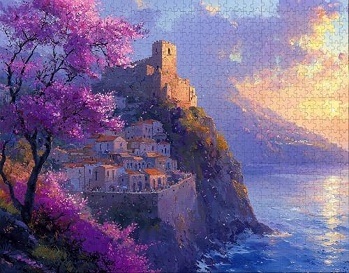 Puzzle 100 Teile Erwachsene Warmes Zuhause 28x40cm Puzzles für Erwachsene Lernspiel Herausforderungsspielzeug 100 Teilige Spiel Puzzlematte Baum, Blau Puzzlematte, Geschenke X-0 von Hanjunng