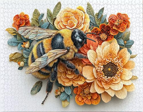 Puzzle 100 Teile Erwachsene Warmes Zuhause 28x40cm Puzzles für Erwachsene Lernspiel Herausforderungsspielzeug 100 Teilige Spiel Puzzlematte Blume, Biene Puzzlematte, Geschenk B-4 von Hanjunng