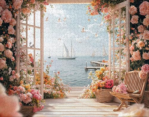 Puzzle 100 Teile Erwachsene Warmes Zuhause 28x40cm Puzzles für Erwachsene Lernspiel Herausforderungsspielzeug 100 Teilige Spiel Puzzlematte Blume, Ozean Puzzlematte, Geschenk F-5 von Hanjunng