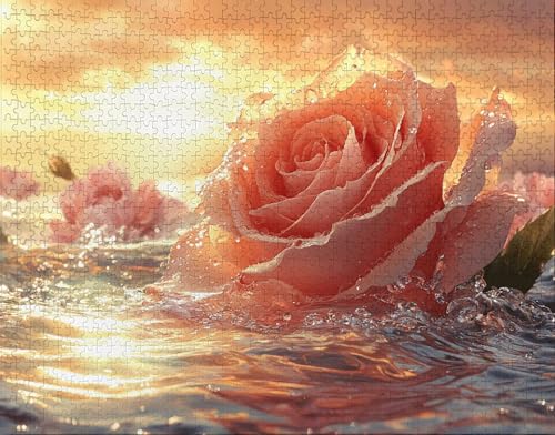Puzzle 100 Teile Erwachsene Warmes Zuhause 28x40cm Puzzles für Erwachsene Lernspiel Herausforderungsspielzeug 100 Teilige Spiel Puzzlematte Blume, Sonnenaufgang Puzzlematte, Gift W-6 von Hanjunng