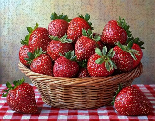 Puzzle 100 Teile Erwachsene Warmes Zuhause 28x40cm Puzzles für Erwachsene Lernspiel Herausforderungsspielzeug 100 Teilige Spiel Puzzlematte Rot, Erdbeere Puzzlematte, Geschenk O-4 von Hanjunng