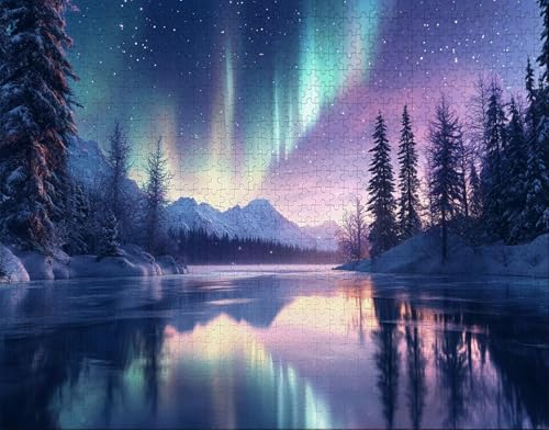 Puzzle 100 Teile Erwachsene Warmes Zuhause 28x40cm Puzzles für Erwachsene Lernspiel Herausforderungsspielzeug 100 Teilige Spiel Puzzlematte See, Wald Puzzlematte, Geschenke V-5 von Hanjunng